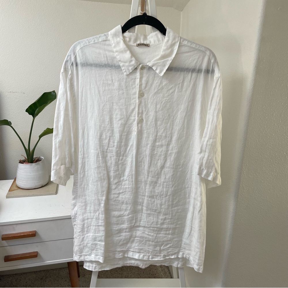 Barena Oversized White Linen Polo size EU50